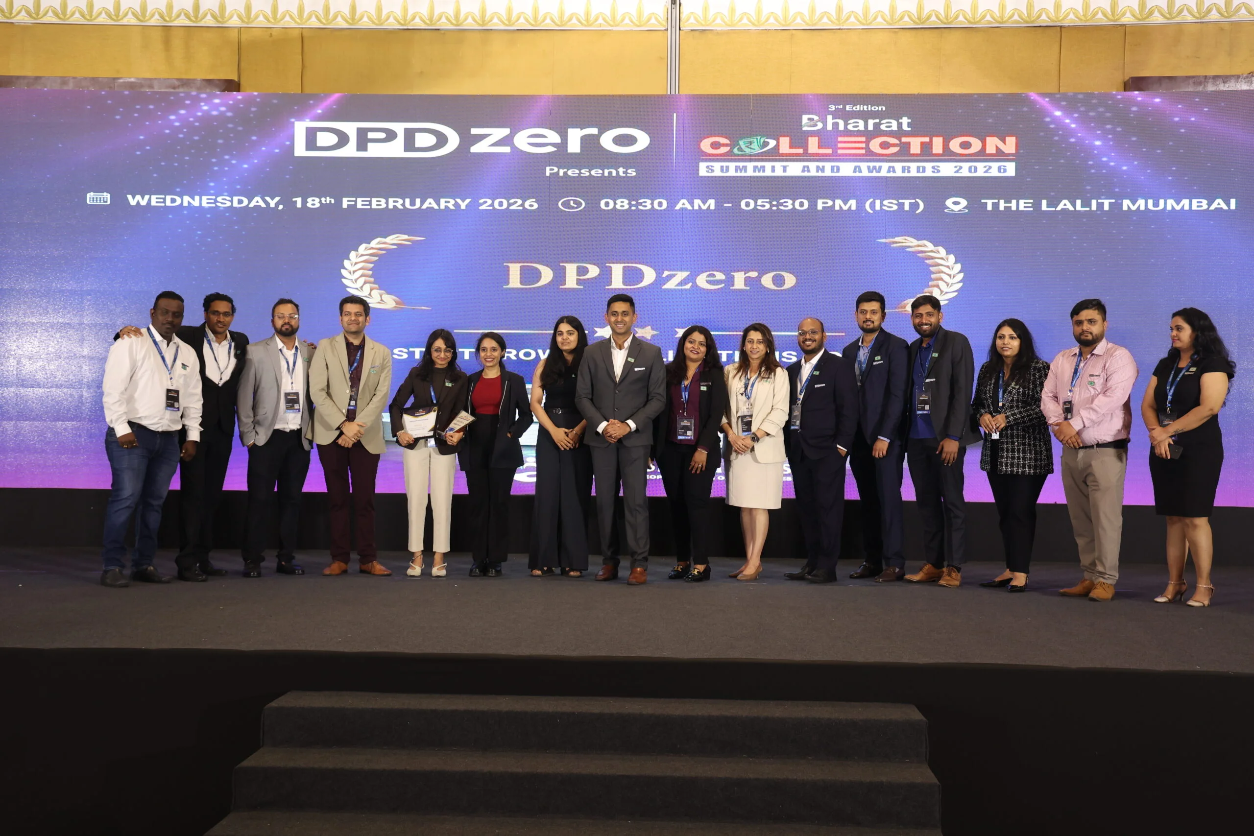 Award presentation on stage